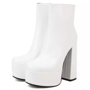 Белые женские ботильоны 2024 зимние сексуальные короткие сапоги на блочном каблуке черные зеленые танцевальные туфли для стриптиза для девочек большого размера 34 зелёный