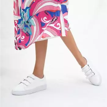 Белые женские кожаные кроссовки из натуральной кожи