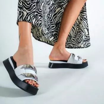 Белые женские кожаные тапочки из натуральной кожи