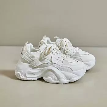 Белые женские кроссовки, массивная женская обувь для женщин 2025 года, четырехсезонная дизайнерская обувь на платформе, трендовая женская обувь из искусственной кожи в стиле пэчворк 35 бежевый