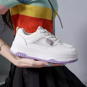 Белые женские кроссовки на платформе 2024 года, новые осенние сетчатые туфли на шнуровке для женщин из искусственной кожи, дышащие кроссовки для ходьбы для женщин 35 бежевый