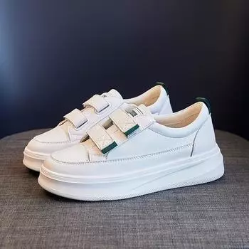 Белые женские повседневные туфли на плоской подошве из натуральной кожи с толстой подошвой - Коллекция Весна/Осень 2025 39 белый