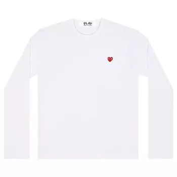 Белые женские топы Comme des Garons PLAY Mini Heart с длинными рукавами AZ-T307-051-2 S