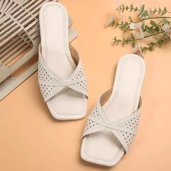 Белые женские туфли больших размеров с квадратным носком, тапочки с открытым носком, женские летние новые дышащие римские сандалии 36 белый
