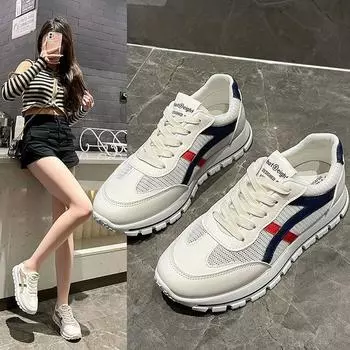 Белые женские туфли, новые весенне-летние дышащие туфли с сетчатой поверхностью, повседневные универсальные кроссовки Ins Board Shoes Cortez 36