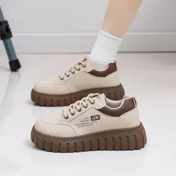 Белые женские туфли, новые весенние модные универсальные туфли на толстой подошве, весенне-осенняя повседневная обувь 35