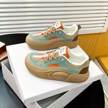 Белые женские туфли, новые весенние универсальные туфли на толстой подошве, повседневная женская дышащая обувь 35