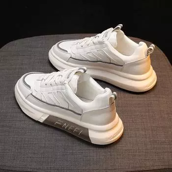 Белые женские туфли, весенне-осенние новые универсальные туфли для папы на толстой подошве, летние спортивные повседневные туфли для досок 35 белый