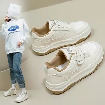 Белые женские туфли, весенние новые студенческие туфли в корейском стиле, модные универсальные туфли на толстой подошве, весенне-осенняя повседневная обувь Q5905 35