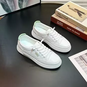 Белые женские весенне-летние повседневные модные универсальные туфли на плоской подошве, дышащие спортивные туфли для доски 35 синий