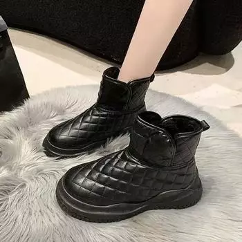 Белые женские зимние сапоги элегантные на среднем каблуке черные кожаные туфли с круглым носком для женщин ботильоны Y2k весна осень Gyaru 35