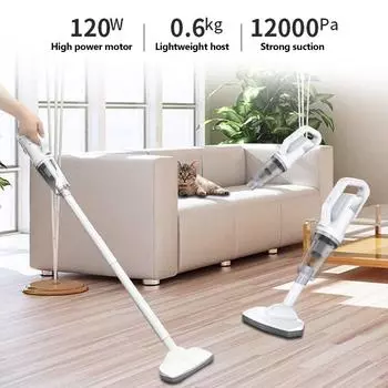 Белый 120 Вт беспроводной автомобильный очиститель 12000pa портативный ручной пылесос для домашнего автомобиля