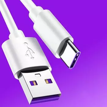 Белый 1 м кабель для передачи данных 5A Type C кабель для быстрой зарядки для Android для Huawei Honor для Xiaomi Mobile Phone