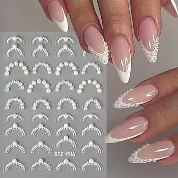 Белый 5D имитация перламутровых волновых линий наклейки для ногтей элегантные изысканные украшения для ногтей самоклеящиеся слайдеры для маникюра STZ-P-01