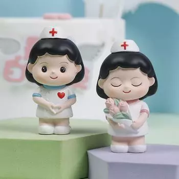 Белый ангел медсестра смола украшение для дома фигурка фигурка модель детский подарок на день рождения торт аксессуары и украшение стола