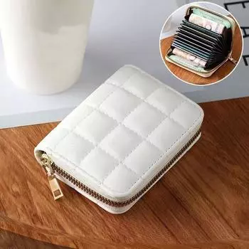 Белый банковский чехол для кредитных карт, кошелек для монет, кожаный держатель для карт на молнии для женщин, кошелек белый