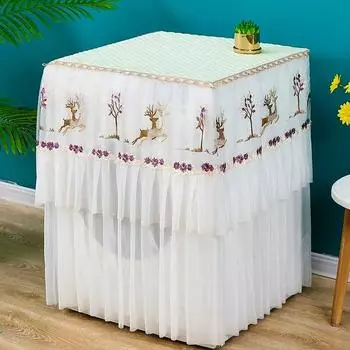 Белый барабанный чехол для стиральной машины, универсальный пылезащитный чехол, марля, кружево, полностью автоматическая стиральная машина, солнцезащитный чехол, ткань Frontdoor 60x60x85cm