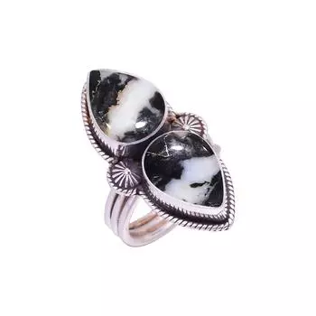 Белый бирюзовый буйвол - Кольцо из серебра 925 пробы с драгоценными камнями Невады V9433, черно-белое кольцо, грушевидное кольцо, подарок на День святого Валентина, подарок для нее, на день рождения G