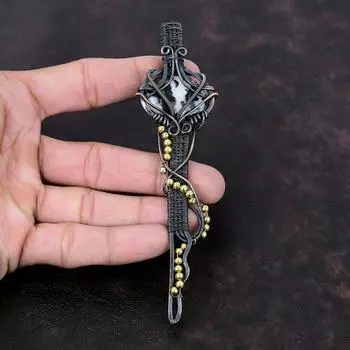 Белый бирюзовый кулон Buffalo, обернутый медной проволокой, кулон ручной работы, медное ювелирное украшение, кулон с драгоценным камнем, уникальный подарок в виде ключа для нее