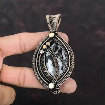 Белый бирюзовый кулон буйвола, обернутый медной проволокой, ювелирное изделие ручной работы, кулон из настоящего драгоценного камня, медное ювелирное изделие, уникальный кулон для подарка