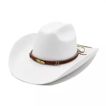 Белый большой карниз джинсовый джаз цилиндр шерстяной цилиндр простой фетровый прилив 9 см большой карниз подгибка M56-59cm белый