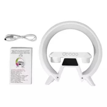 Белый будильник с динамиком и беспроводной зарядкой для спальни или кухни цифровой будильник для спальни