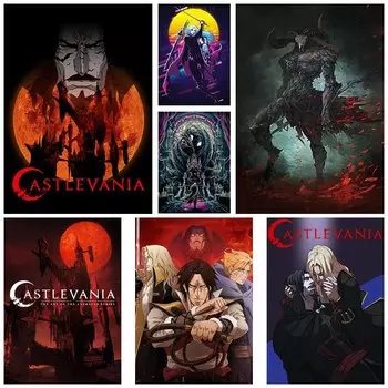 Белый бумажный настенный плакат Классические постеры и принты аниме Castlevania Декор для дома и бара Интерьер Фреска Украшение комнаты Искусство Живопись Поклонники Коллекция Подарки 30x21cm