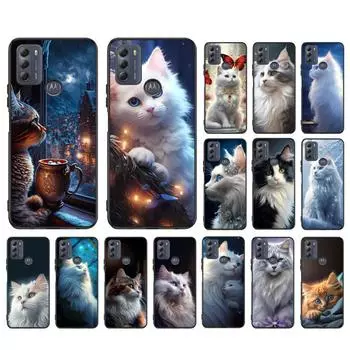 Белый чехол для телефона Cat для Moto G84 G22 G32 G42 G52 G62 G53 G72 G60 G60S G100 G10 G20 G30 G13 G50 G 5G G Pure Moto G60