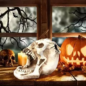 Белый Череп Держатель Ручки Украшение Рабочего Стола Реалистичные Косметика Ключи Канцелярские Принадлежности Держатель Голова Скелета Хэллоуин