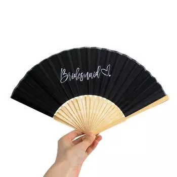Белый черный бамбуковый складной веер ручные веера девичник подарки подружкам невесты свадебная вечеринка помолвка невесты принадлежности для вечеринки