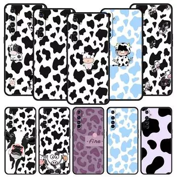 Белый черный чехол для телефона с рисунком коровы для Realme 12 11 10 9 8 5G 7 6 GT5 GT3 GT2 Pro Plus C21 C11 C25 C35 для GT Neo 2 3 3T 5 Чехол Realme 11 Pro