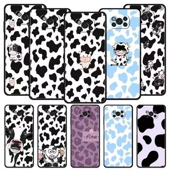 Белый, черный чехол для телефона с рисунком коровы для Xiaomi Poco X6 X5 Pro X4 X3 NFC F5 Pro F4 F3 GT M5 M4 Pro 5G M3 C51 C50 C55 Poco M5