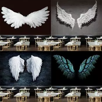 Белый Черный Крылья Ангела Художественный Дизайн Печати Узор Гобелен Главная Гостиная Спальня Настенный Декор Фон Ткань Гобелен 100x75cm