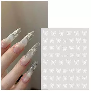 Белый Черный Золотой Элегантный Наклейка Для Ногтей Бабочка Дизайн Шарм Свадебные Наклейки Маникюр Украшения Слайдеры