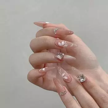 Белый цветок магнолии, нарисованный вручную темпераментный стикер для ногтей, клейкая наклейка, украшение