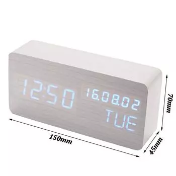 Белый деревянный светодиодный будильник электронные настольные часы прикроватные будильник цифровые часы Despertador температура влажность