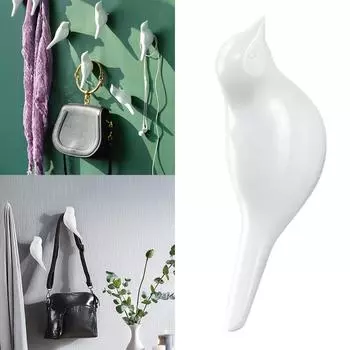 Белый дизайн птицы настенный крючок для птиц многоцелевой настенный чехол для пальто полотенце сумка ключ деревенский настенный декор птица смоляные статуэтки L