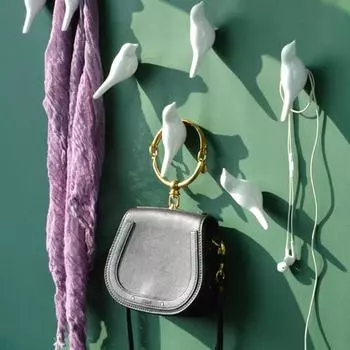 Белый дизайн птицы настенный крючок для птиц многоцелевой настенный чехол для пальто полотенце сумка ключ деревенский настенный декор птица смоляные статуэтки L