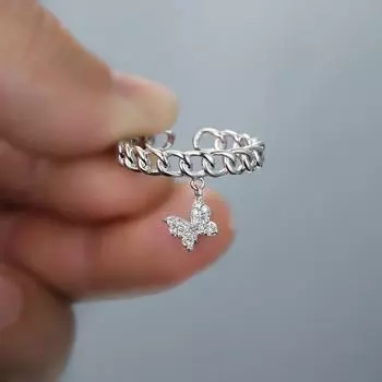 Белый драгоценный камень, серебро/розовое золото, цвет в форме бабочки, модные женские ювелирные изделия, кольцо, кулон, роскошное открытие, регулируемые кольца золотой