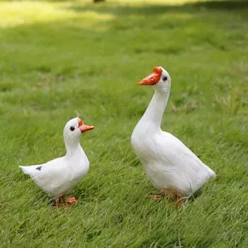 Белый гусь, легкая имитация с перьями, реалистичная статуя, модель птицы, животного, игрушка, украшение для сада на открытом воздухе S