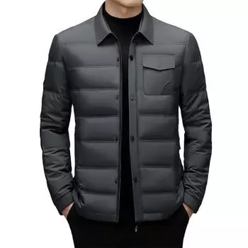 Белый гусиный пух пуховик мужской деловой рубашка воротник пуховик защита от холода 90 гусиный пух M