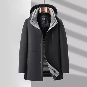 Белый гусиный пуховый пуховик мужской новый зимний деловой повседневный утолщенный пуховик со съемной подкладкой для трех носков M темно-синий