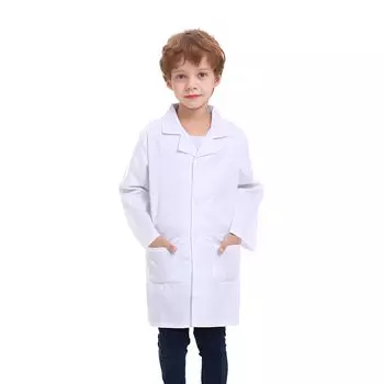 Белый халат, лабораторный халат, ученый, одежда для косплея, школьная вечеринка на Хэллоуин, белый [галстук] для детей, для детей - - 10-12 белый