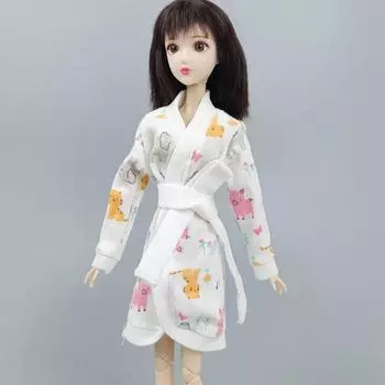 Белый халат с рисунком свиньи для куклы Барби, костюм для ванной, зимняя пижама, повседневная одежда для сна для игрушек Барби своими руками разноцветный