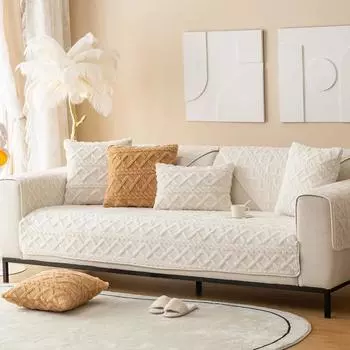 Белый хлопковый чехол для дивана, однотонный чехол для дивана, секционное полотенце, нескользящие чехлы для углового дивана, чехол для дивана в гостиной 70x70cm 1pcs