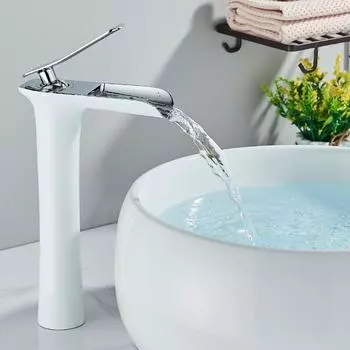 Белый хром Смесители для раковины Водопад Смеситель для ванной комнаты С одной ручкой Смеситель для раковины с горячей и холодной водой Раковина для ванны Водяной кран для ванной комнаты Short Antique Brass