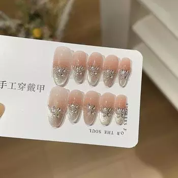 Белый и Яркий Галактический Кошачий Глаз Флэш К9 Бриллиант Чистый Ручной Работы Накладной Ноготь XS