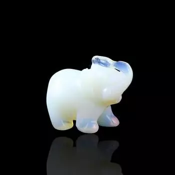 Белый искусственный лунный камень, вырезанный вручную, мини-подвеска в виде слона, украшение для рождественского подарка, домашнего офиса, стола, украшения