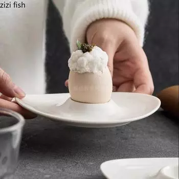 Белый керамический лоток для яиц, нестандартный лоток для яиц, подставка для яиц, десертная тарелка, обеденная тарелка, миска для завтрака, блюдо для димсамов, фруктовая чаша, поднос
