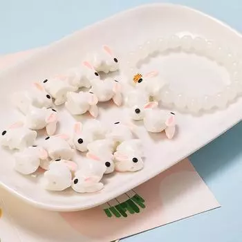 Белый керамический мультяшный абстрактный кролик, бусины ручной работы, ювелирные аксессуары
